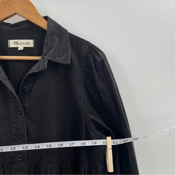 Madewell Denim Babydoll Button Front Shirtdress in Washed Black Size Medium Boho - Picture 7 of 12